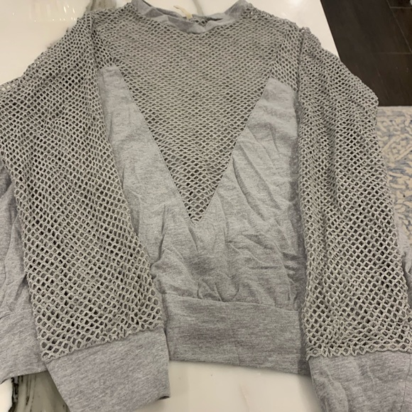 Y2K Gray Sweatshirt with Mesh-L - Picture 1 of 5